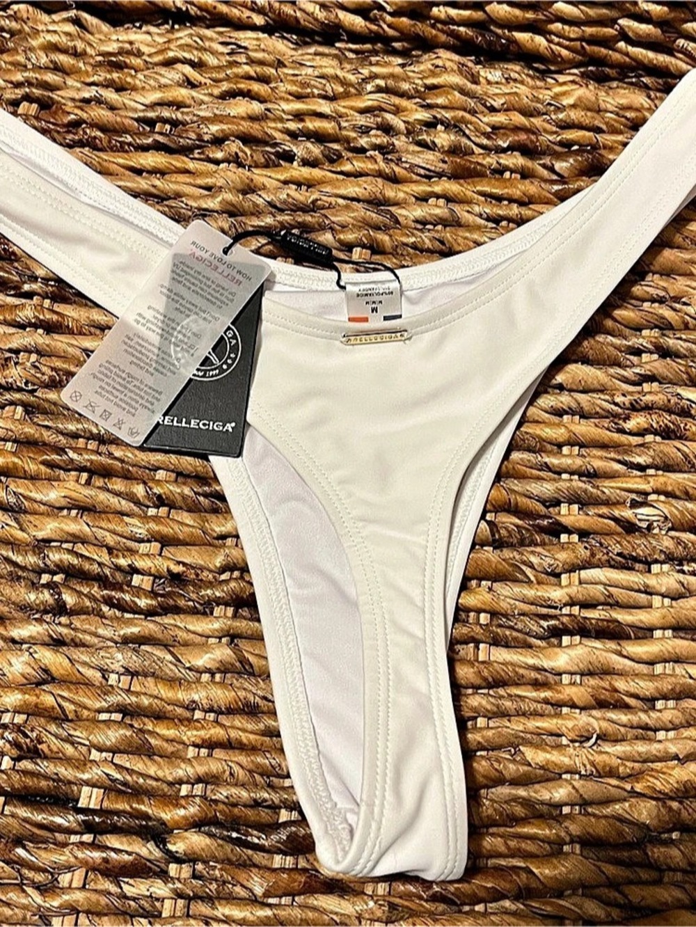 RELLECIGA Cheeky Brazilian Cut Bikini Bottom White Medium NWT
